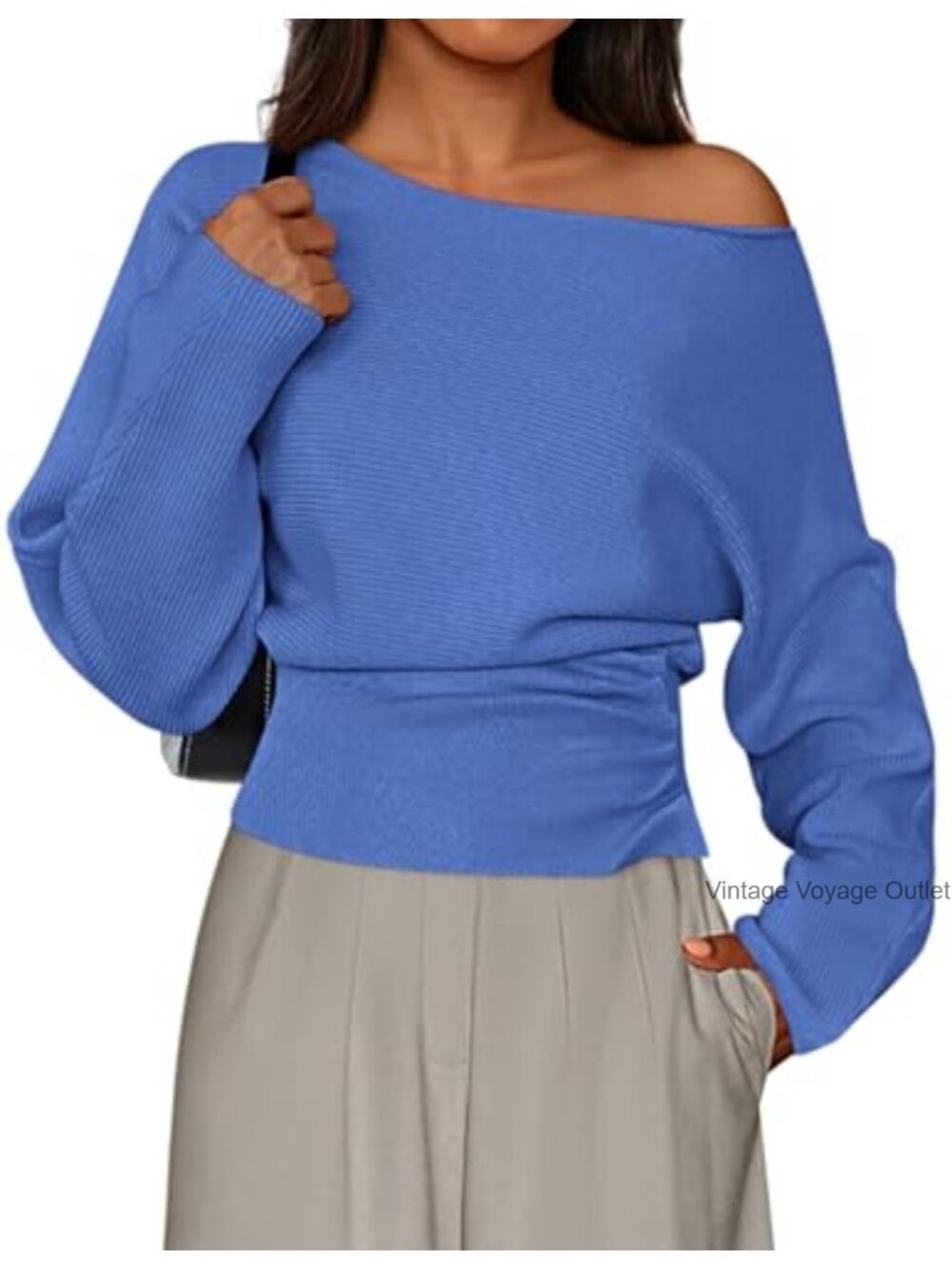 PRETTYGARDEN Off Shoulder Ribbed Knit Sweater Pullover Long Sleeve Fall Top